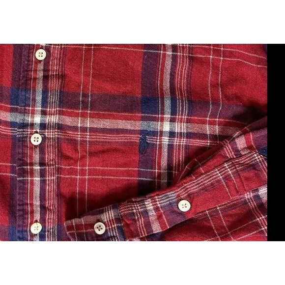 Ralph Lauren Blaire Shirt Red Button Up Long Sleeve Blake Cotton Blue Pony Large - Picture 4 of 10